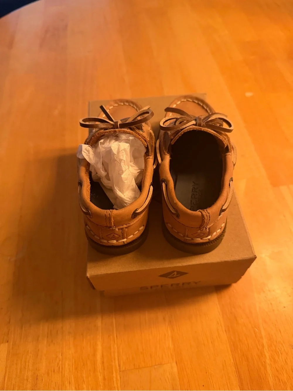 Sperry Kids Tan Leather Moccasin Boat Shoes